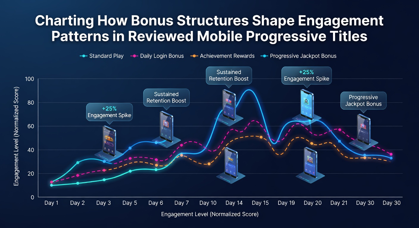 Chart showing bonus structure variations across mobile progressive slot titles and corresponding engagement metrics
