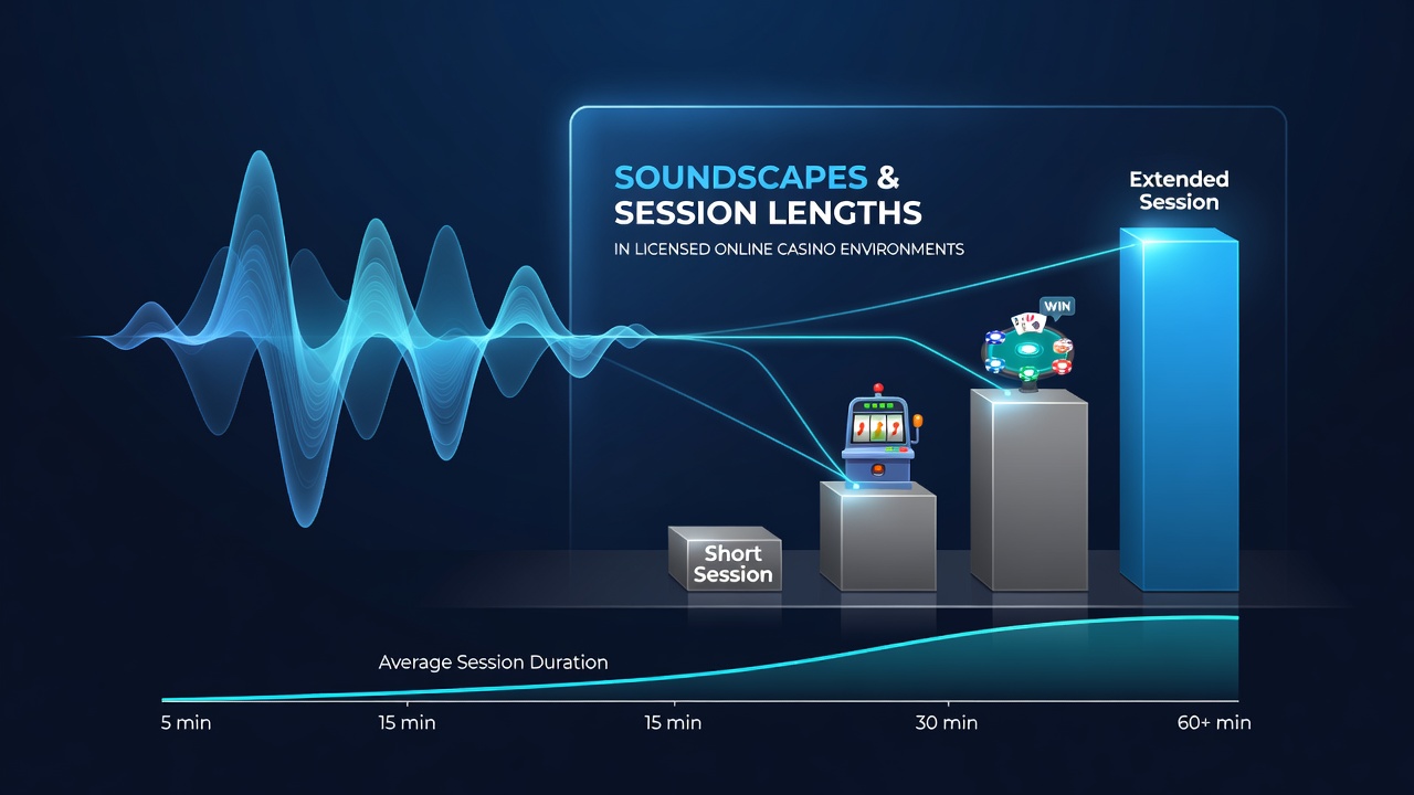 Visual representation of sound wave patterns overlaid on a digital casino interface showing player engagement metrics