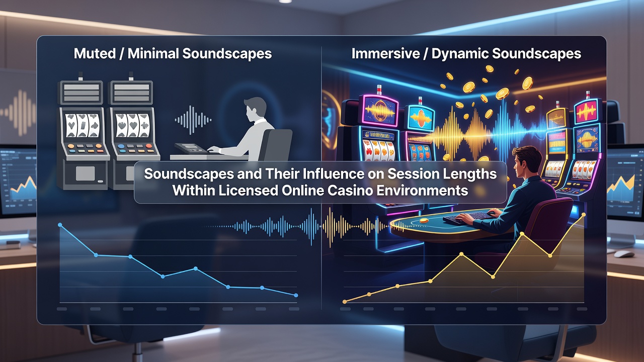 Detailed view of casino interface with highlighted audio controls and session timeline graphs